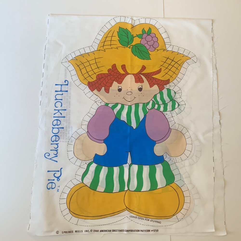 Vintage 1980 Strawberry Shortcake Huckleberry Pie Cut N’ Sew Fabric Panel Pillow